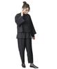Black Formal Made of Japanese Fabric Washable Natural Layered Suit Collar Jacket Long Blouse Loose Tapered Large Sizes Available Black 3L [Nissen]