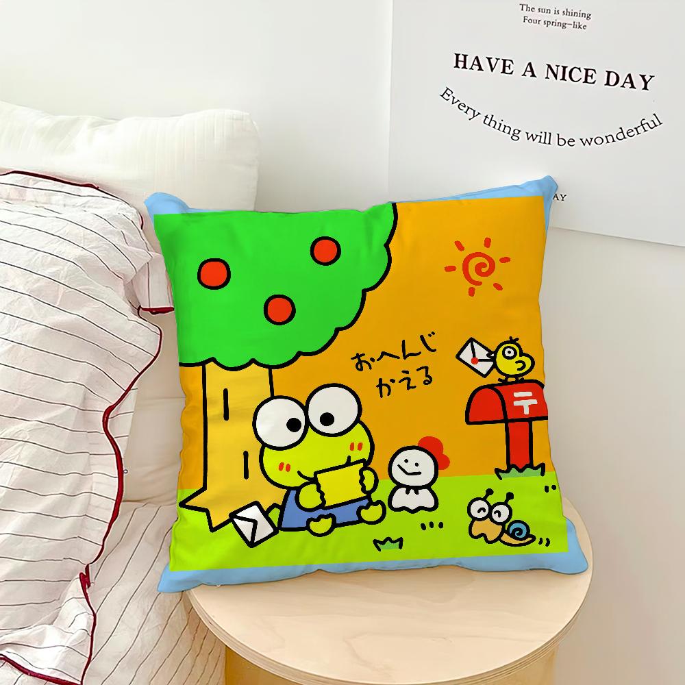 Sanrio Cartoon Big Eyed Frog Pillowcase Decoration Home Doublesided Printed Square Pillow Living Room Decoration Pillowcase Gif