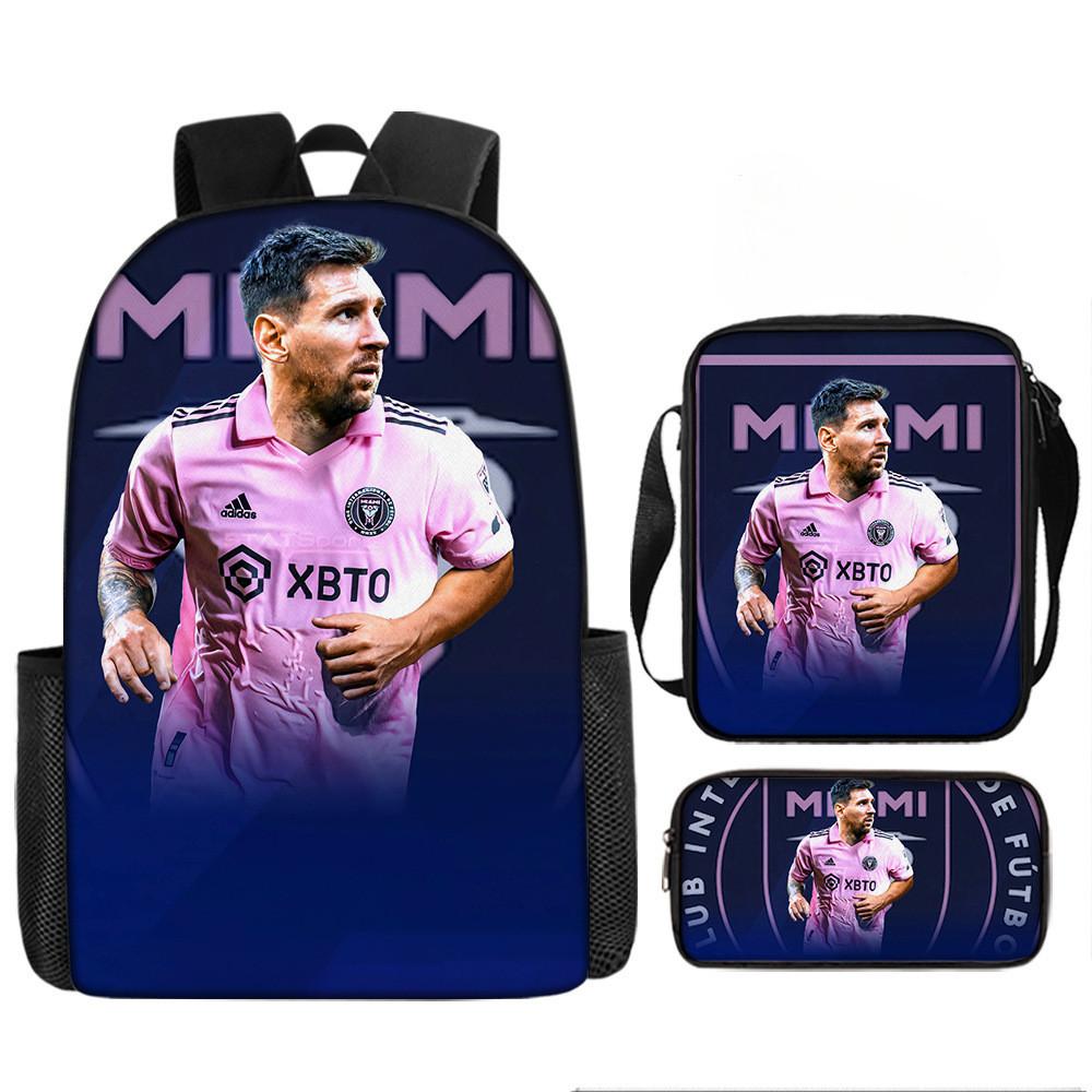 Мультяшный Месси Футбольная Печать Детский Рюкзак на Двойных Плечевых Лямках Для Использования в Школе