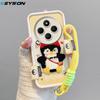 KEYSION Cartoon Cute Plush Embroidery Case for Redmi 14C with Lanyard Soft Silicone Shockproof Phone Cover for Xiaomi POCO C75