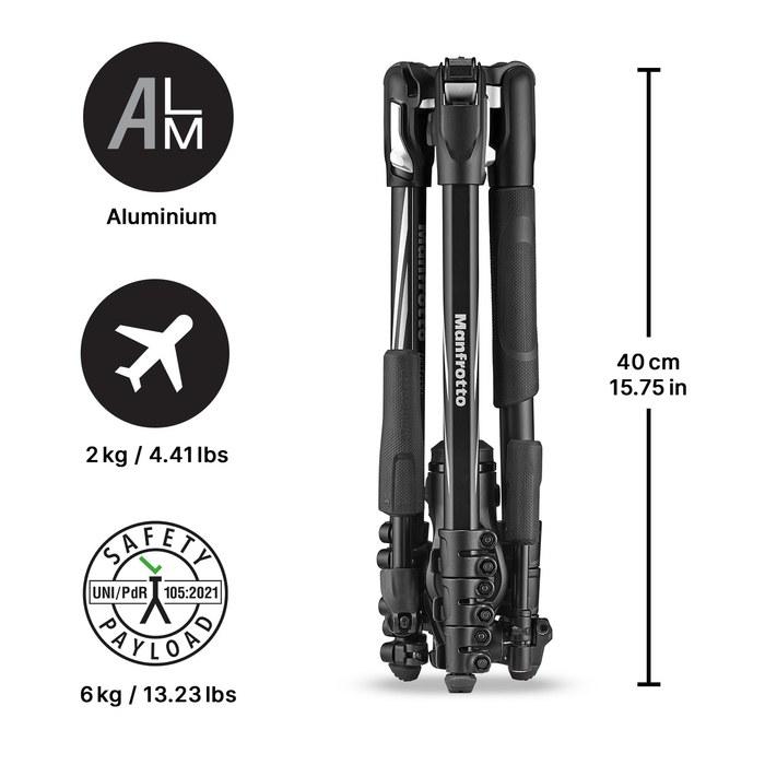 Штатив Manfrotto befree Advance 3-Way Live Travel Tripod Kit с головкой MH01HY-3W, грузоподъемность 13,2 фунта, высота 59,4 дюйма, с сумкой для переноски, черный