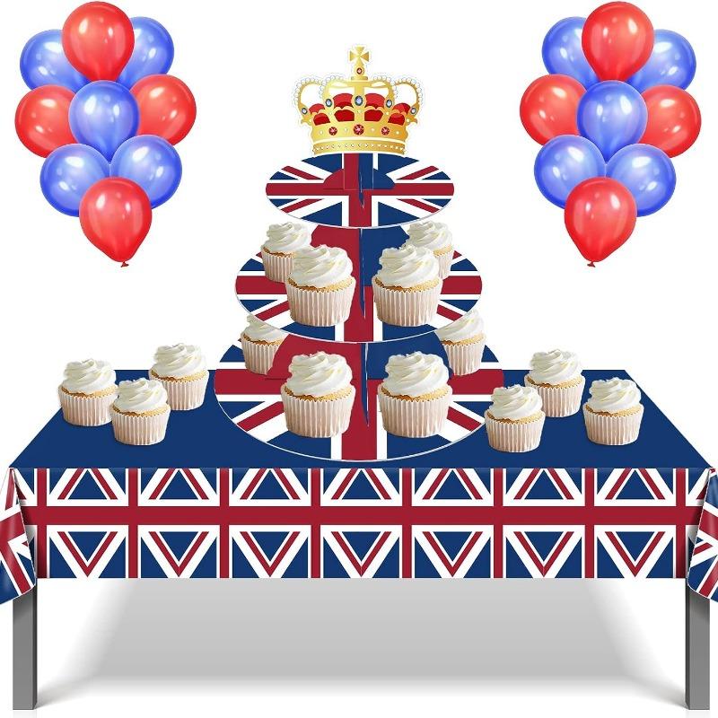 3 Tier British Party Cupcake Stand British Flag Cake Stand United Kingdom Party Cardboard Cake Tower Stand UK England Cupcake Tower