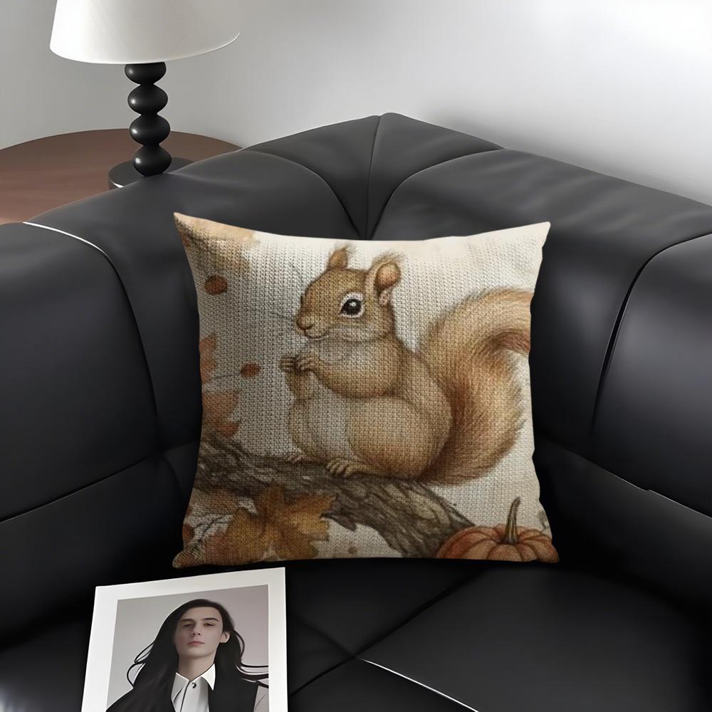 Autumnthemed Cushion Cover Natural Linen Organic Fabric DoubleSided Printing Sofa Home Decor Gift Pillow Case