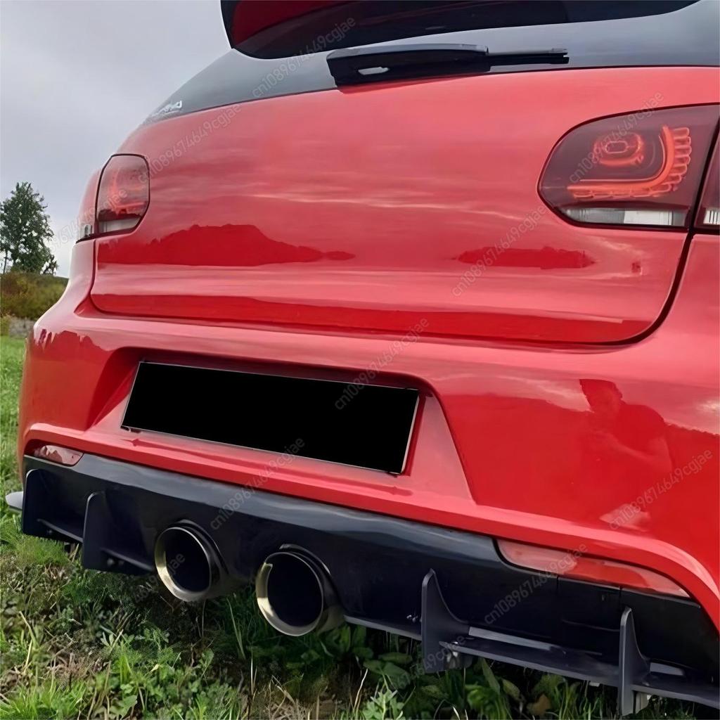 For VW Golf 6 MK6 R R20 2008-2013 Car Rear Bumper Diffuser Tail Splitter Spoilers Protector Guard Lip Glossy Black ABS Bodykits