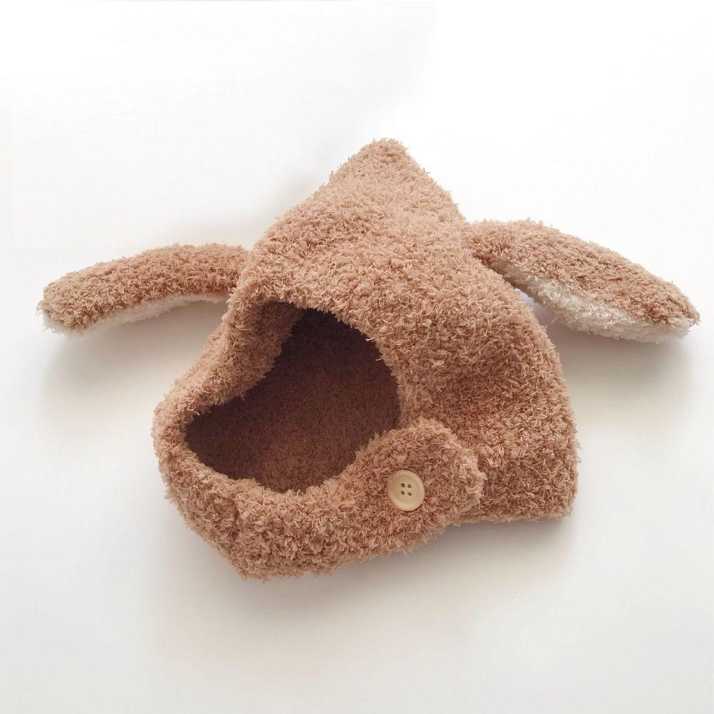 Plush Rabbit Ears Cap Ear Protection Furry Bonnets Cute Earflap Hat  Autumn Winter