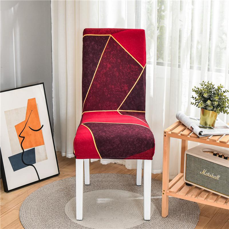 Geometric Elastic Dining Chair Cover Universal Slipcovers Chair Case Stretch Seat Cover For Wedding El Banquet Living Room