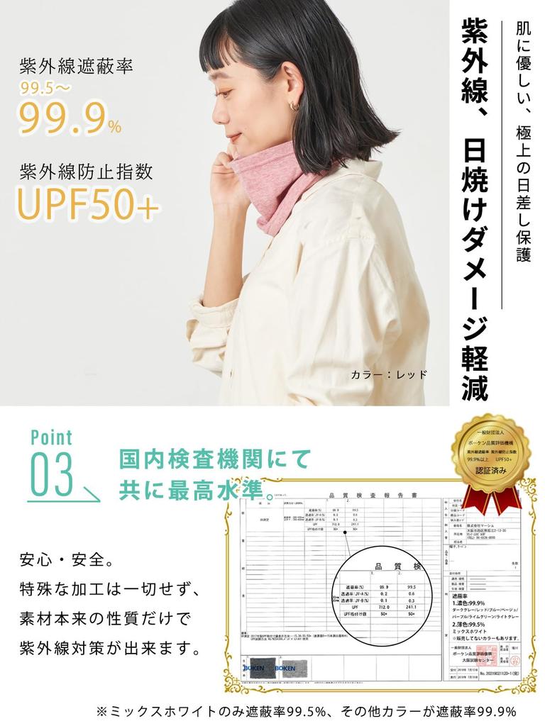 ШАРМ Сделано в Японии Органический хлопок Короткий снуд Защита от УФ-лучей 100% [Свободный размер/Светло-серый]