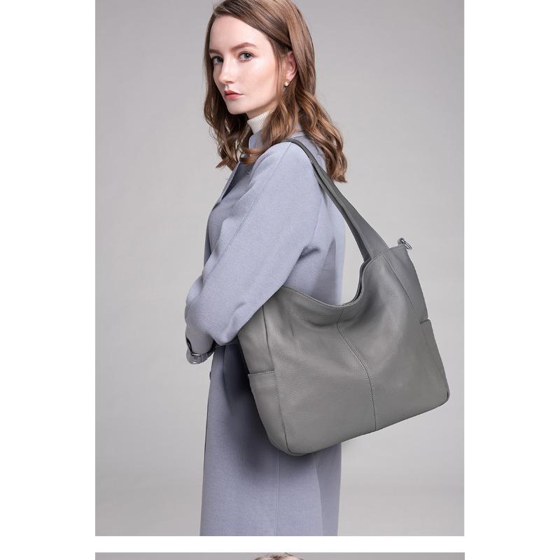 Новая сумка-тоут из мягкой натуральной кожи, женская сумка большой вместимости, простая сумка, повседневная сумка из коровьей кожи через плечо