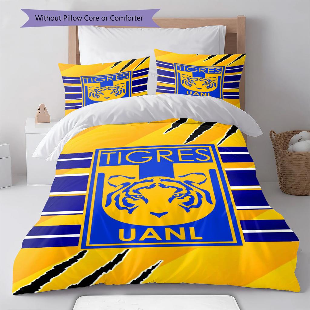 Tigres UANL Pattern Bedding Set Quilt Cover Pillowcase Home Decor Gift (1 * duvet cover + 2 * pillowcase, without core)