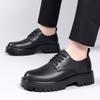 Весна Осень Кожаная Обувь на Платформе Мужская Корейская Нескользящая Британская Повседневная Мужская Обувь Однотонная Рабочая Обувь Мужская