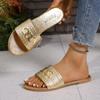 Leather Slippers for Women Shoes Flat Sandals Peep Toe Gold Silver Ladies Casual Slides Female Beach Slippers Flat Shoes