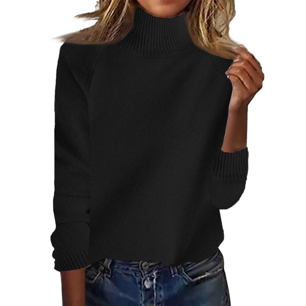 Women's Fashion Thickened High Standing Neck Loose Sweater Plunging Sleeve Bottom Shirt Top