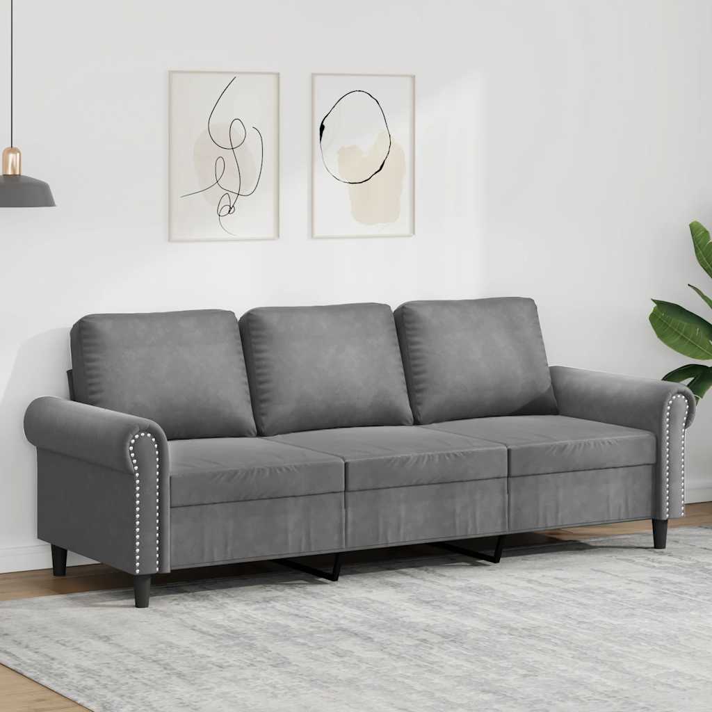 3 Seater Sofa Dark Grey 180 cm Velvet