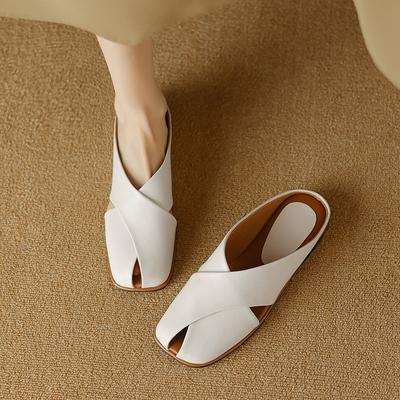 Модные женские новые весенне-летние туфли-мюли с квадратным носком, удобным низким каблуком и большим верхом