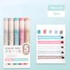 5pcs Mild Colors Highlighter Pens Set, Morandi Protect Vision Soft Chisel Brush Tip - Hued & Sparkling Fluorescent Markers