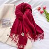 68*200cm Solid Color Double-Side Cashmere Winter Women Scarf Warm Shawl Outdoor Neckerchief Pashmina Tassel Lady