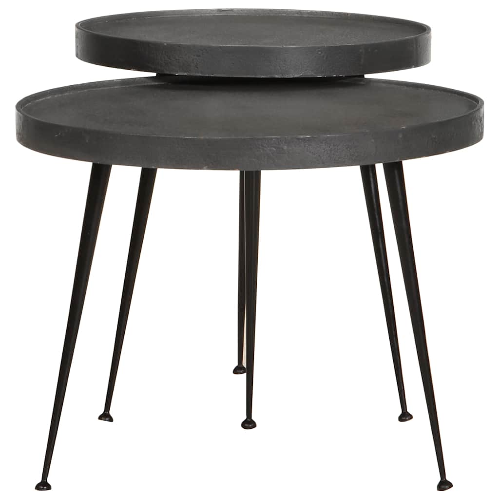 Coffee Table Set 2 Pieces Black Engineered Wood