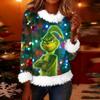 Женская модная рождественская футболка с принтом, круглым вырезом и длинными рукавами, повседневный пуловер