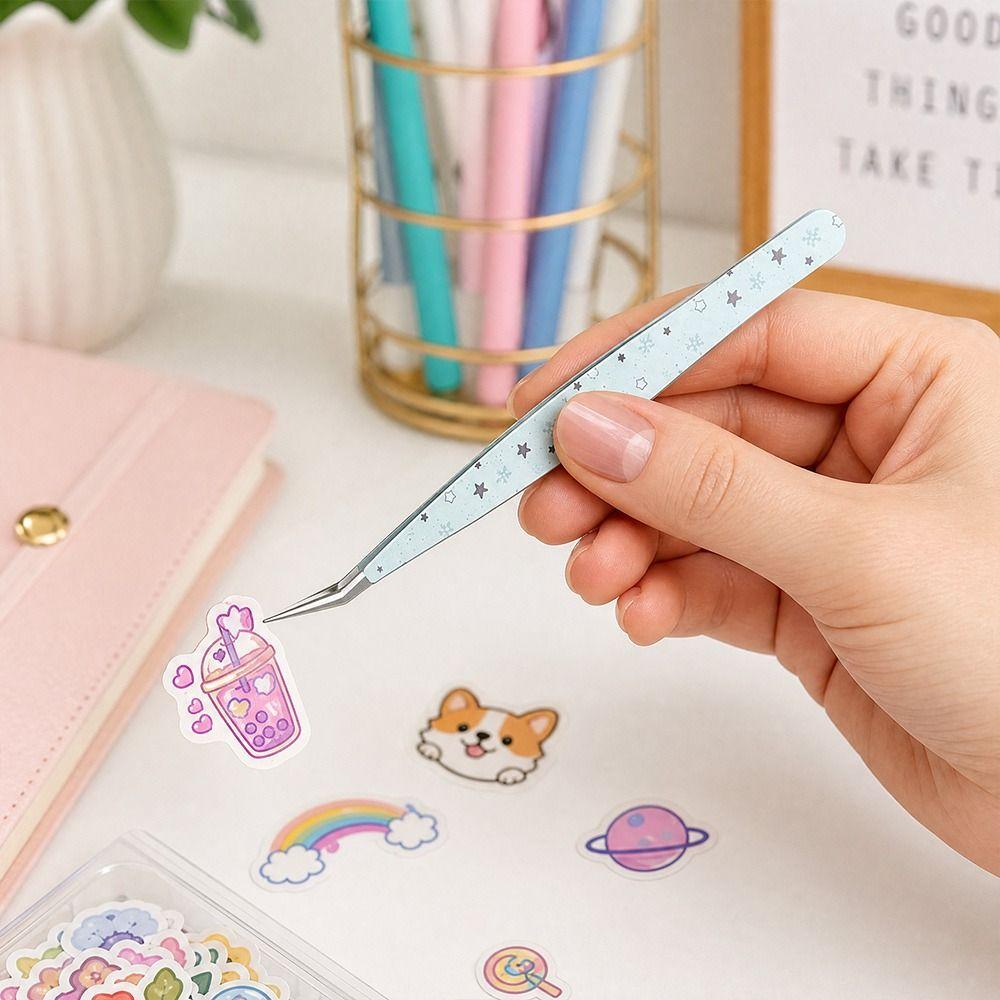 Stainless Steel Curved Stickers Tweezers Anti-static Lashes Extension Tweezer Extensions Grafting