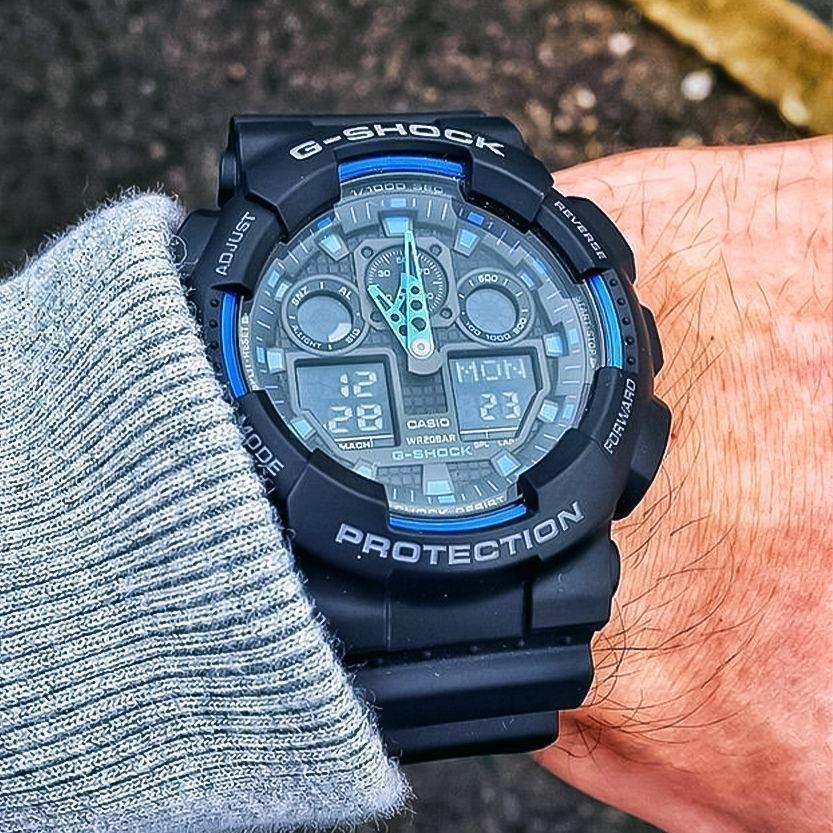 Casio G-Shock World Time Alarm GA-100-1A2 Мужские часы GA-100