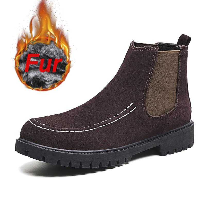 Мужские ботинки челси из натуральной замши в британском стиле, высокие деловые туфли, модные теплые зимние мужские мотоциклетные ботинки
