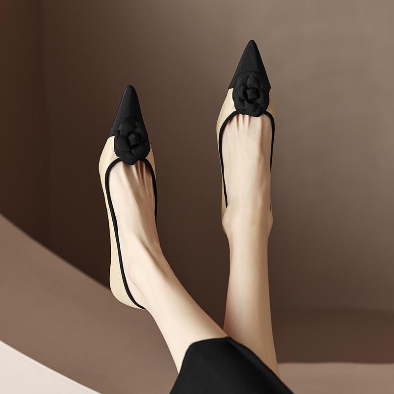 VANGULL Брендовые женские весенние туфли-лодочки из натуральной кожи, туфли на высоком каблуке из овчины, коровьей кожи и свиной кожи высотой 22–24,5 см с острым носком и цветком