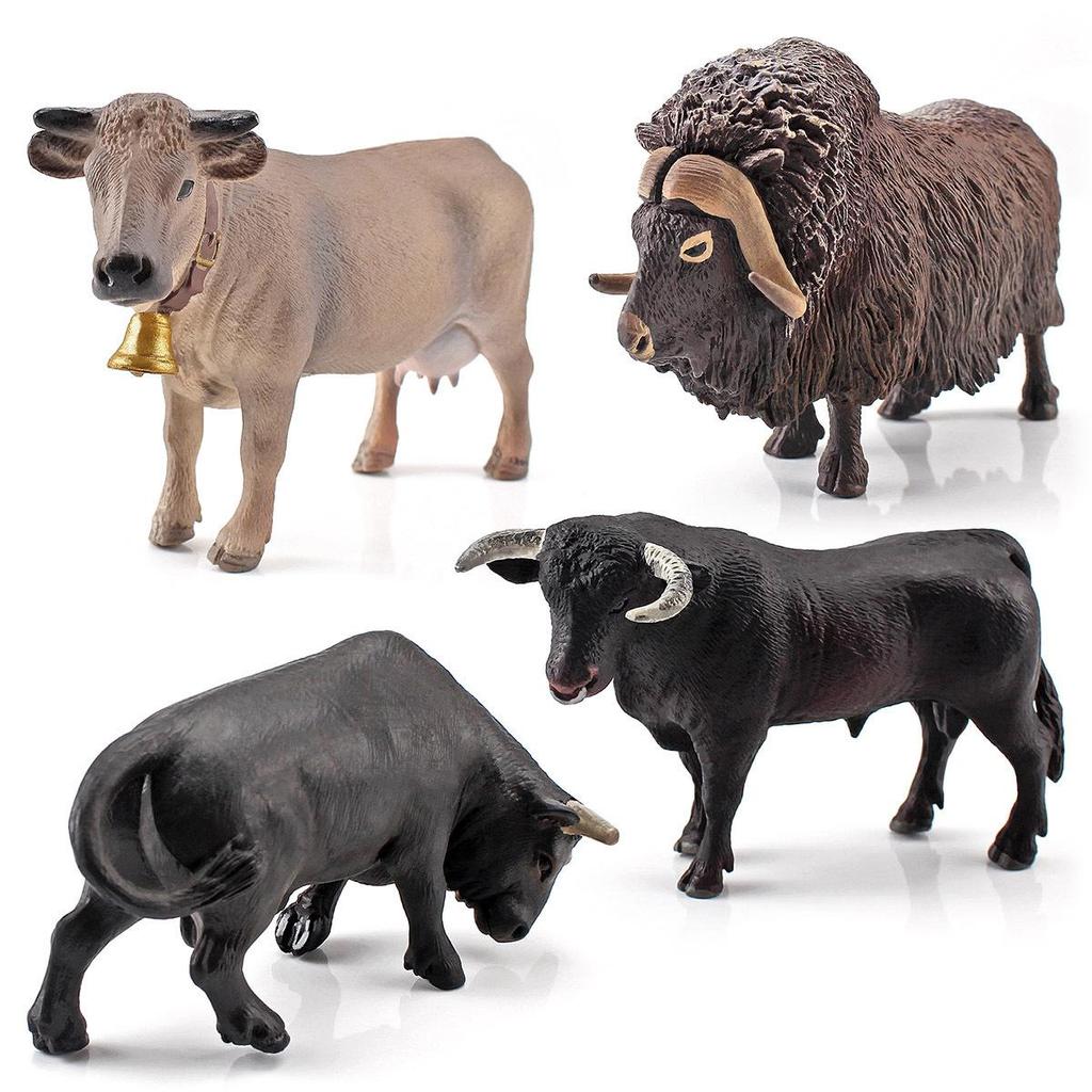 Swiss Brown Bull and Musk Ox North African Model Toy Ranch Animal Ornaments