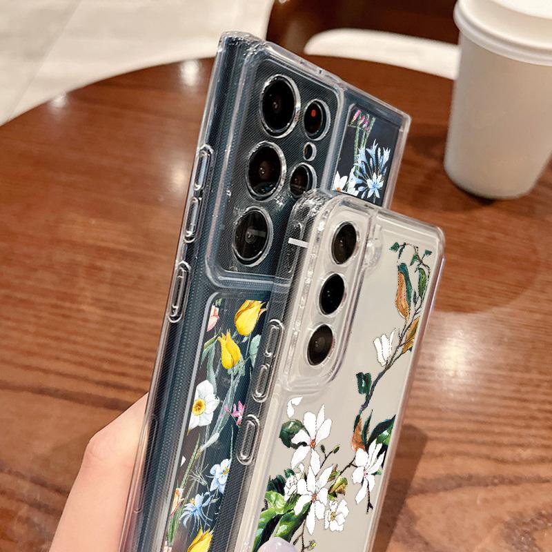 Чехол для телефона с цветными лозами для Samsung S25 Ultra S24 FE S23 A56 A36 A55 5G A16 A25 A35 A33 A54 S22 Plus, противоударный, прозрачный, силиконовый чехол