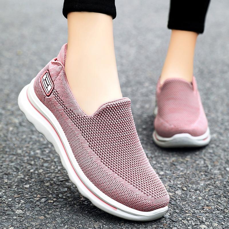 Shoes Women's Autumn Middle-aged and Old Mother Shoes One-pedal Flat-soled Elderly Shoes Non-slip Soft-soled Fly-woven Women's Shoes