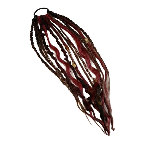 Бохо Плетеное наращивание хвоста с резинкой для волос Легкие заплетенные вручную косы Наращивание волос Женщины Мужчины Длинный Викинг Дреды Бусины Наращивание хвоста