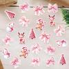 100 Pcs Christmas Paper Cutouts Small Pink Snowman Xmas Tree Bow Gingerbread Men Reindeer Die Cuts for Scrapbooking Bulletin Board Decor