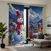 2 шт. HD Рождественская снежная горная сельская декоративная занавеска со снеговиком Синяя занавеска с цифровой печатью в стиле домашнего декора