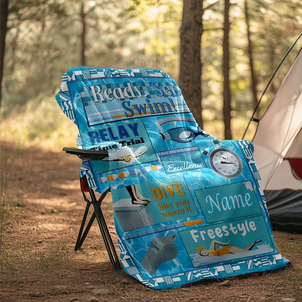 Swimmer'S Paradise Customize Your Name Outdoor Blanket Comfortable Soft Lightweight Allseason Multipurpose Blanket For Travel Camping Picnics Sofa