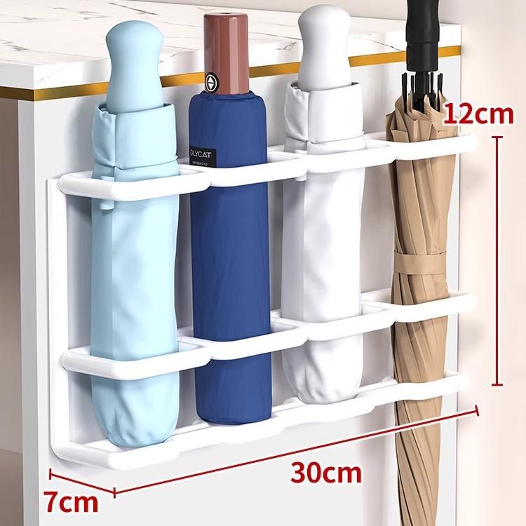 Wall-Mounted Entryway Umbrella Rack with Hooks