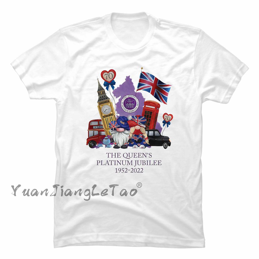 Queen 2022 Union Jack 70th Platinum Jubilee Tshirt Queen Elizabeth II Classic Tops Kawaii Corgi Dog Graphic Tops Unisex Shirt