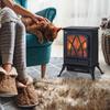 Electric Stove Heater with Realistic Flame Effect, 2000W Portable Indoor Freestanding Electric Fireplace with Adjustable Thermostat, Black