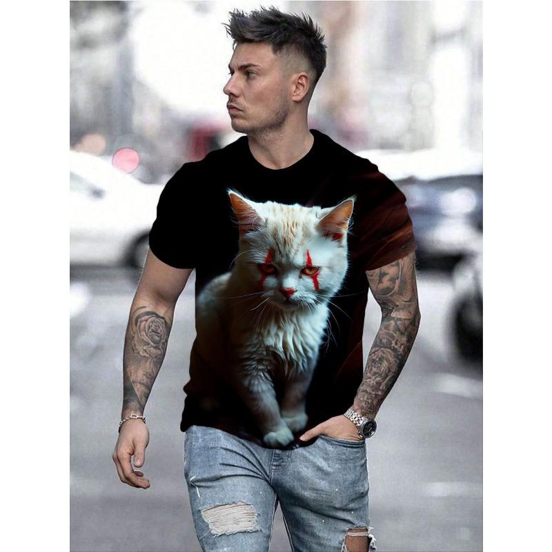 Summer Multi-color Animal 3D Printed Loose Casual Men's Round Neck Short Sleeved T-Shirts Men’s