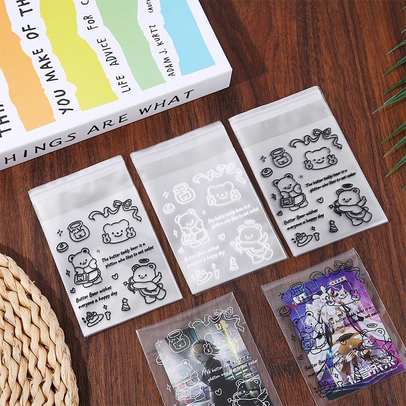 50Pcs Butter Bear Biscuit Opp Self-Adhesive Bag Candy Chocolates Dessert Self Sealing Bag Gift Bag Card Storage Bag