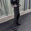 ROADVIBE Американский Ретро Тяжелая Промышленность Хай-стрит Джинсы с Покрытием Микро-клеш для Мужчин и Женщин Черные Готические Винтажные Повседневные Свободные Джинсы