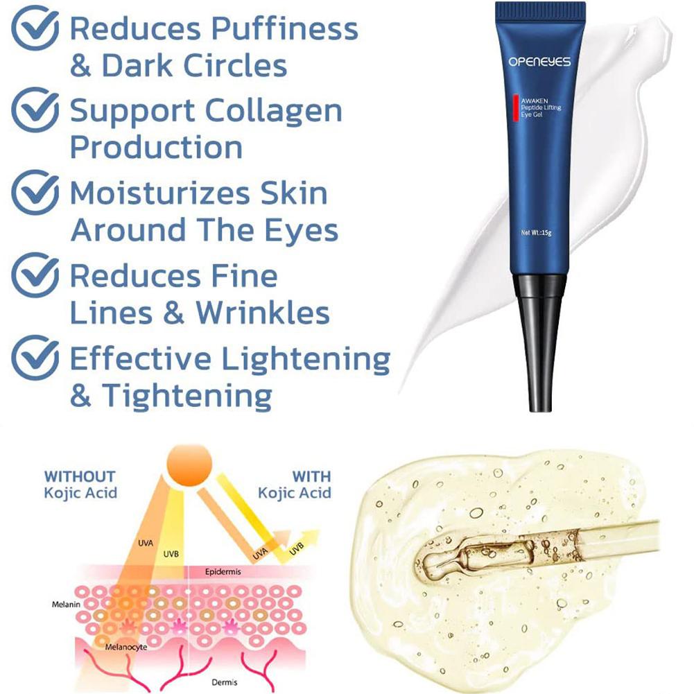 Openeyes Awaken Пептидный лифтинг-гель для глаз, мужской крем для глаз, увлажняющий крем под глаза для темных кругов, отечности, тонких линий, автомобиль для глаз