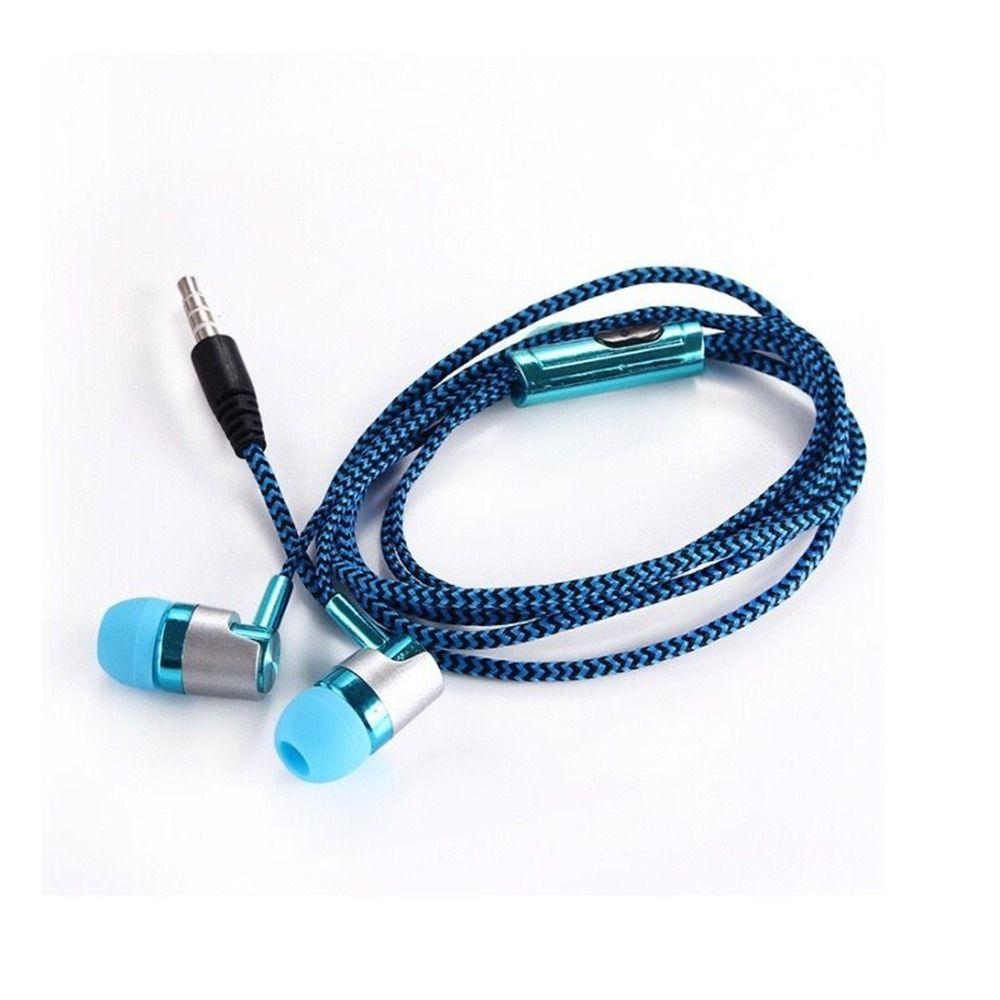 Braided Cord Weave Cable Wired Control 3.5mm Jack Earphone Earbuds In-ear Headset Wired Eraphone