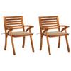Day and Night - Day and Night Garden Dining Chairs with Cushions 2 Pcs Solid Acacia Wood