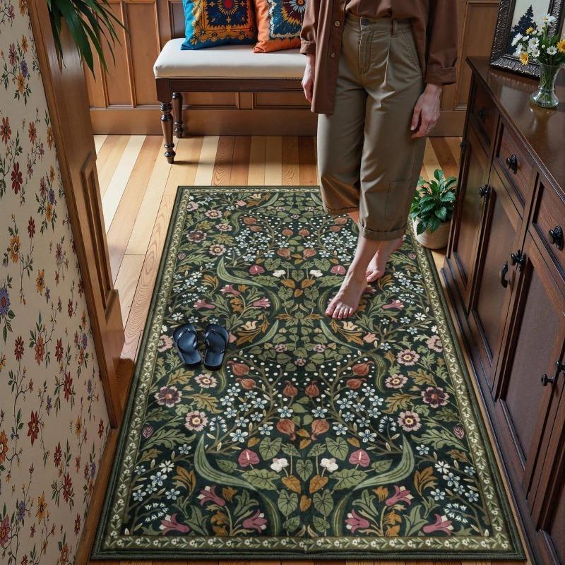Богемный цветочный ковер Яркий цветущий цветочный ковер для гостиной Минималистичный декоративный ковер для спальни Моющийся ковер Противоскользящий ковер