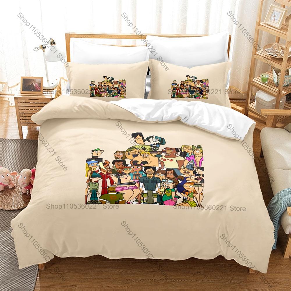 3 In 1 Total Drama Bedding Set Funny Cartoon Adventure Theme Soft Breathable Fabric Bedroom Home Gift