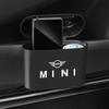 Компактное черное пластиковое мусорное ведро из АБС для BMW Mini Cooper с креплением-клипсой и стильным брендингом 'MINI'