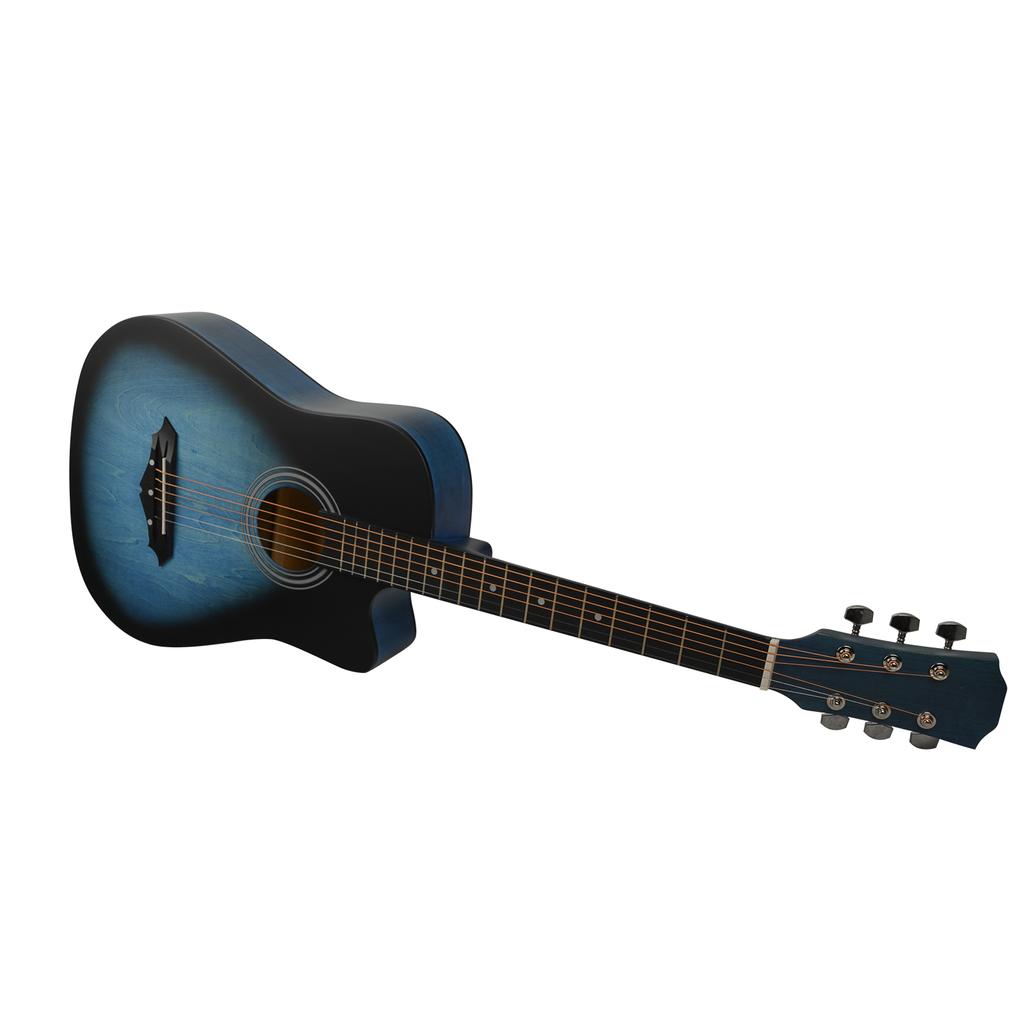 Акустическая гитара в вырезе, 38-дюймовая народная гитара, натертая вручную липа, с целлулоидным медиатором, держателем медиатора,