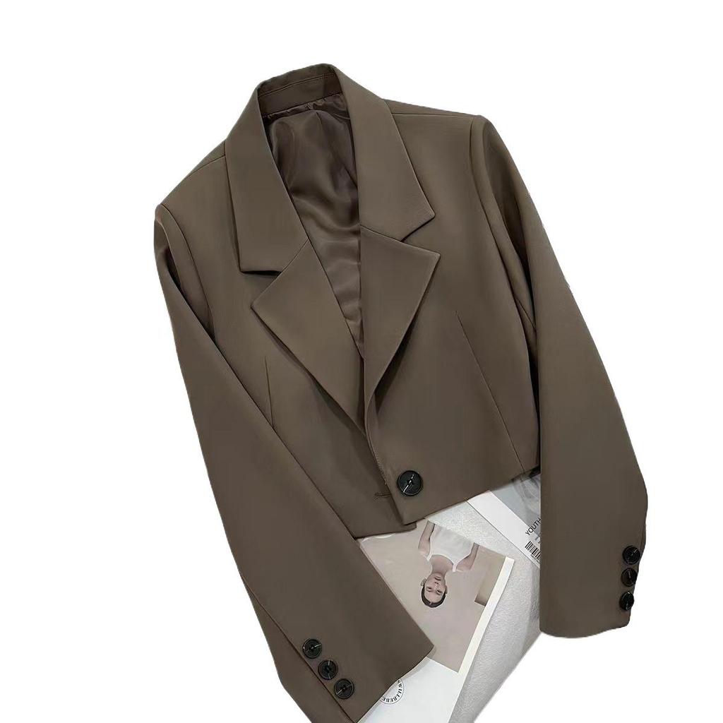 2025 Женский Универсальный Маленький Однотонный Пиджак-Жакет с Длинным Рукавом