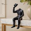 Современный Минималистичный Настольный Декоративный Элемент, 3D-Печатная Фигурка Сидящего Джентльмена, Абстрактная Безликая Фигурка, Уникальное Настольное Украшение, Эстетичная Арт-Скульптура