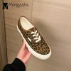 Fashion 2024 Brand Leopard Floral Canvas Shoes Woman Lace-Up Sneakers Rubber Sole Flats Platform Preppy Oxfords College Students Loafers