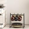 6 Cups Vertical Coffee Cup Rack Iron Cup Plate Rack Sturdy Cup Drying Stand  Coffee Mugs